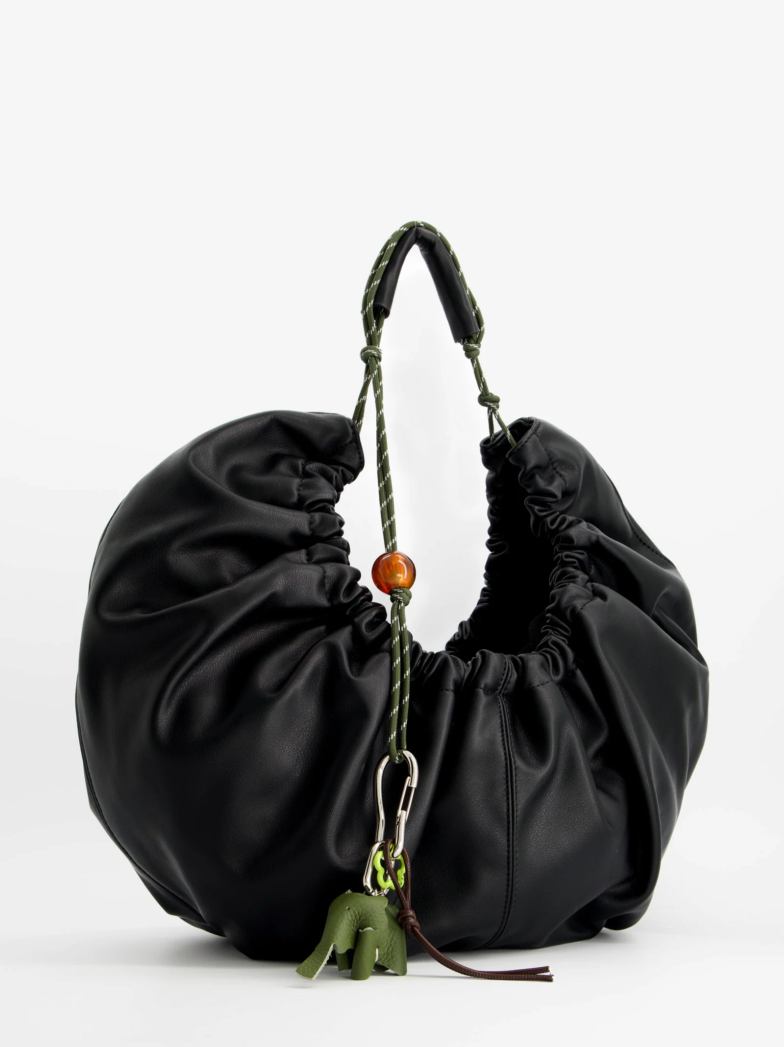 Bolso negro fruncido efecto piel - Bolor - Image 3