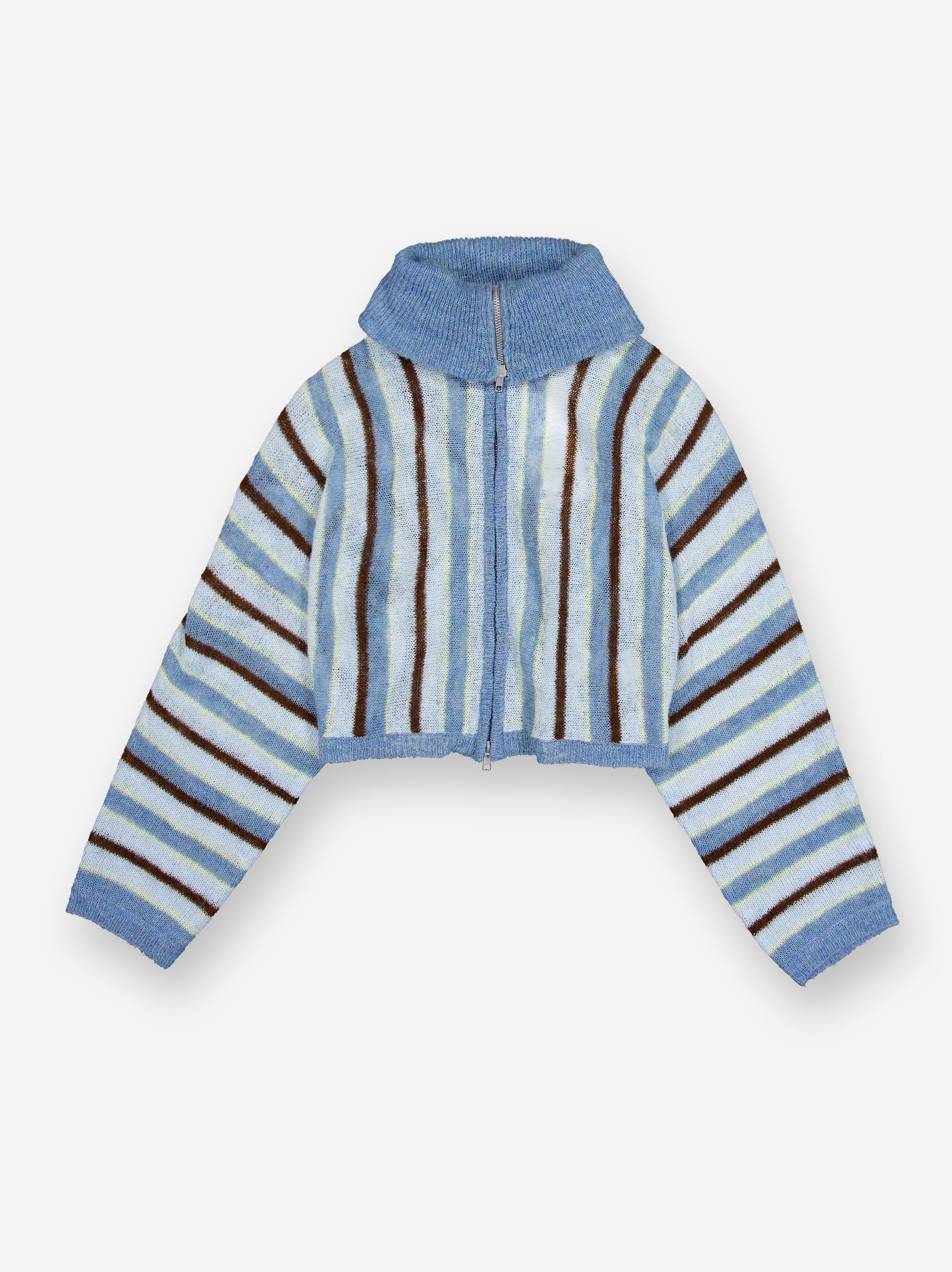 Chaqueta de punto cropped a rayas con cuello fold-over - Luzia - Image 2