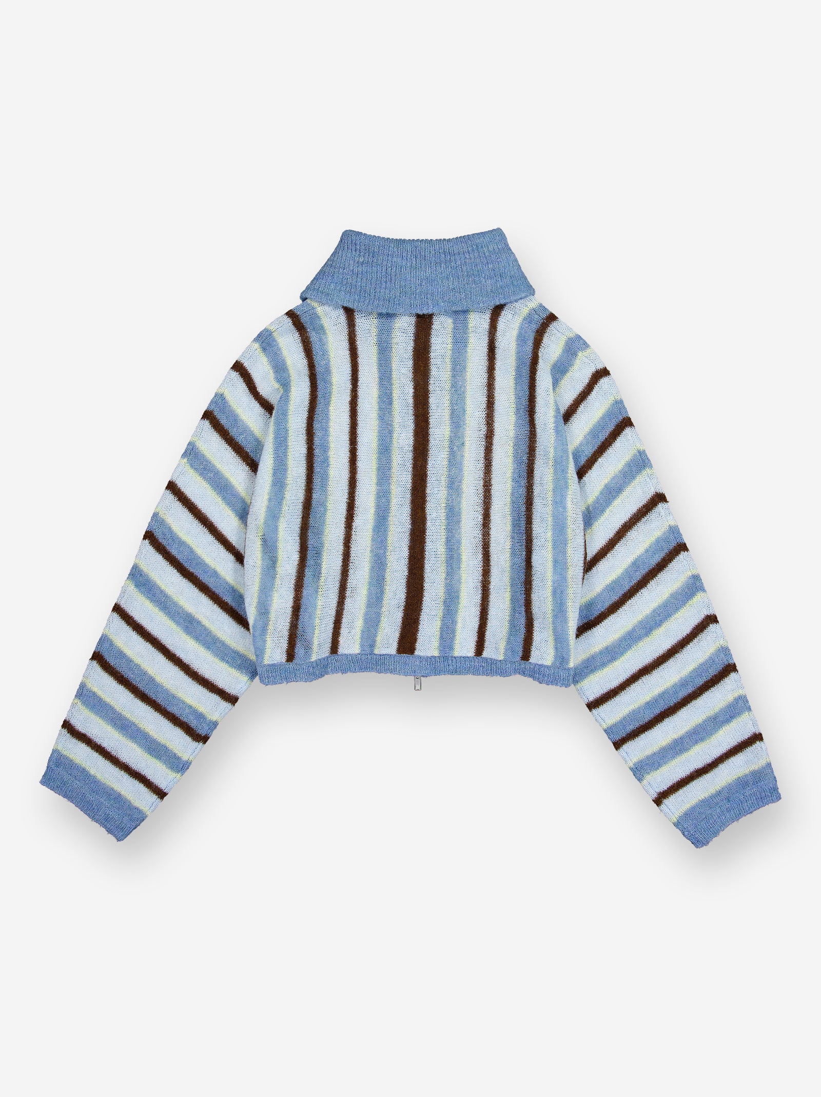 Chaqueta de punto cropped a rayas con cuello fold-over - Luzia - Image 4