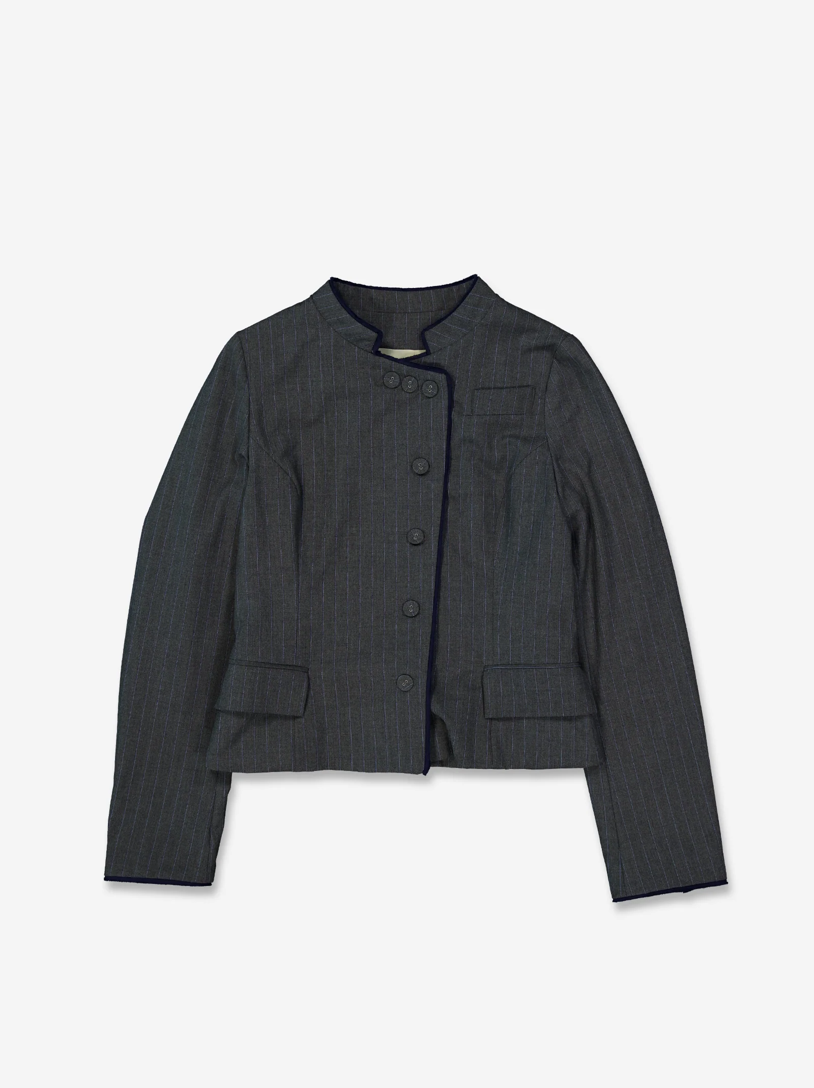 Chaqueta de raya diplomática con cierre asimétrico - Rita - Image 2