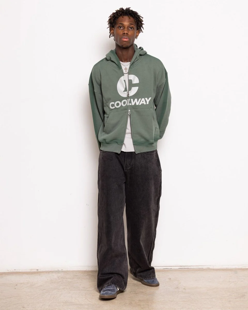 Coolway Break Green Zipped Hoodie - Sudadera con cremallera y capucha - Image 2