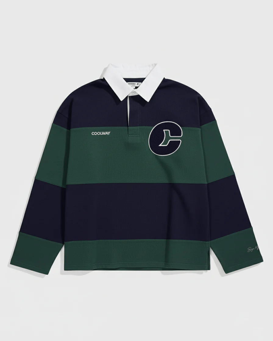 Coolway Field Green Polo - Camiseta a rayas manga larga