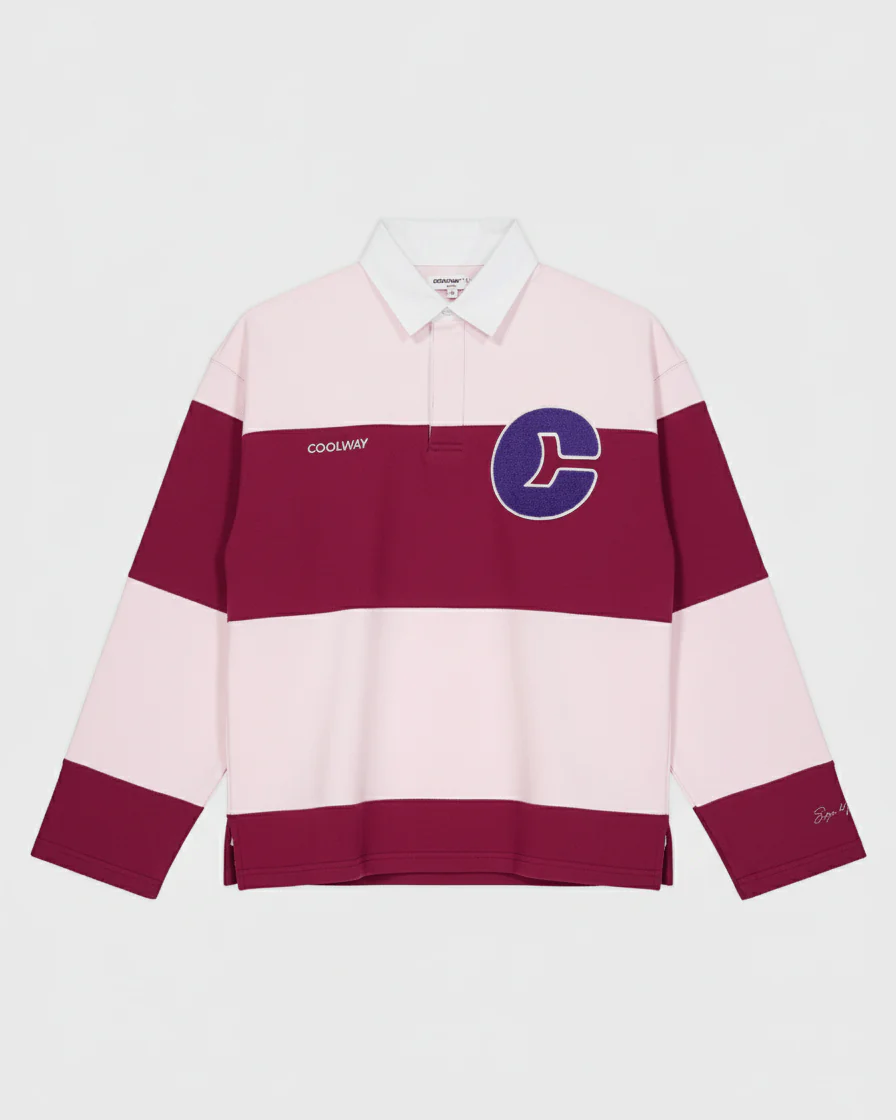 Coolway Field Strawberry Polo - Camiseta a rayas manga larga