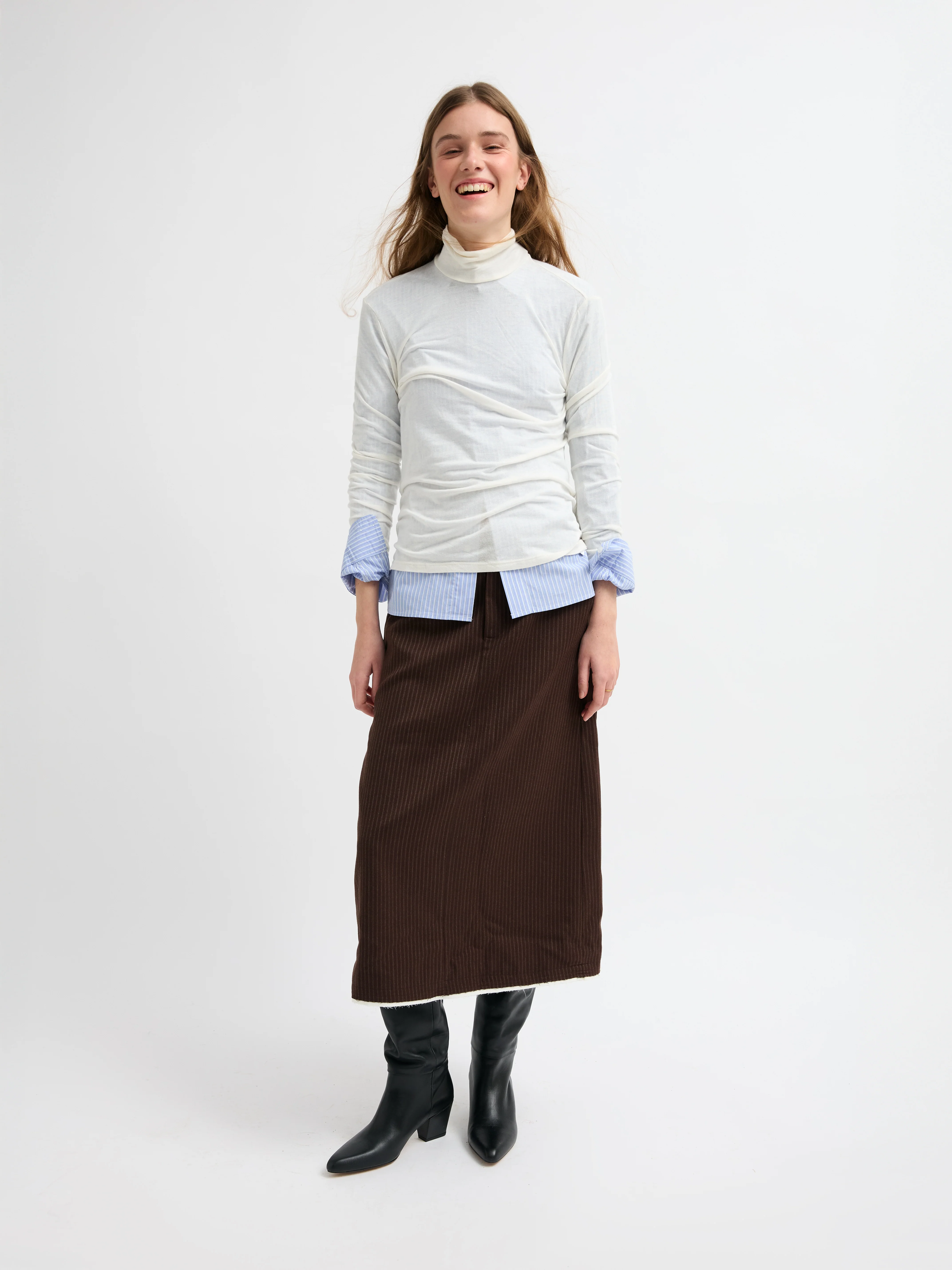 Falda midi raya diplomática - Eira