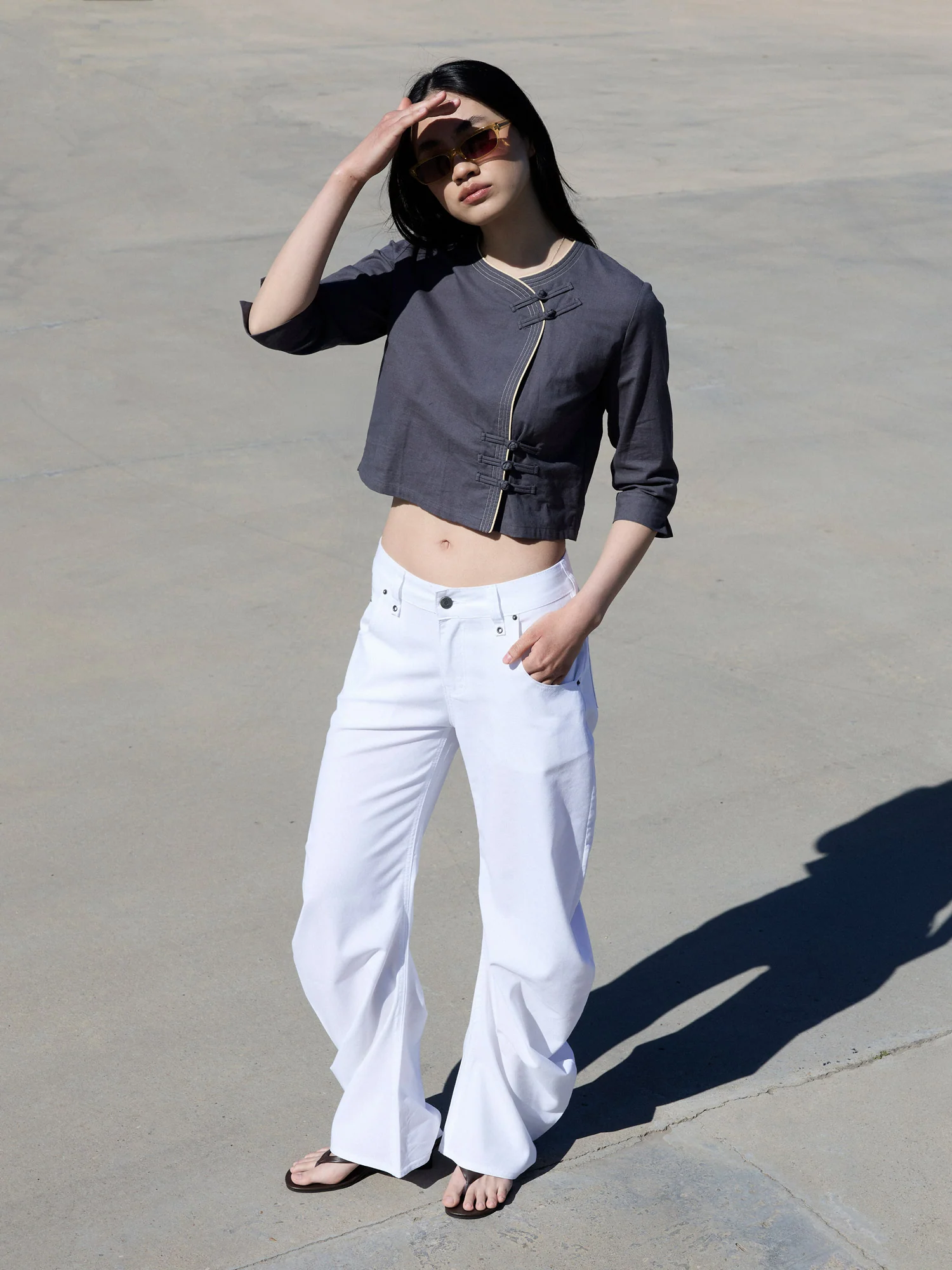 Jeans de pernera curva blanco - Jones