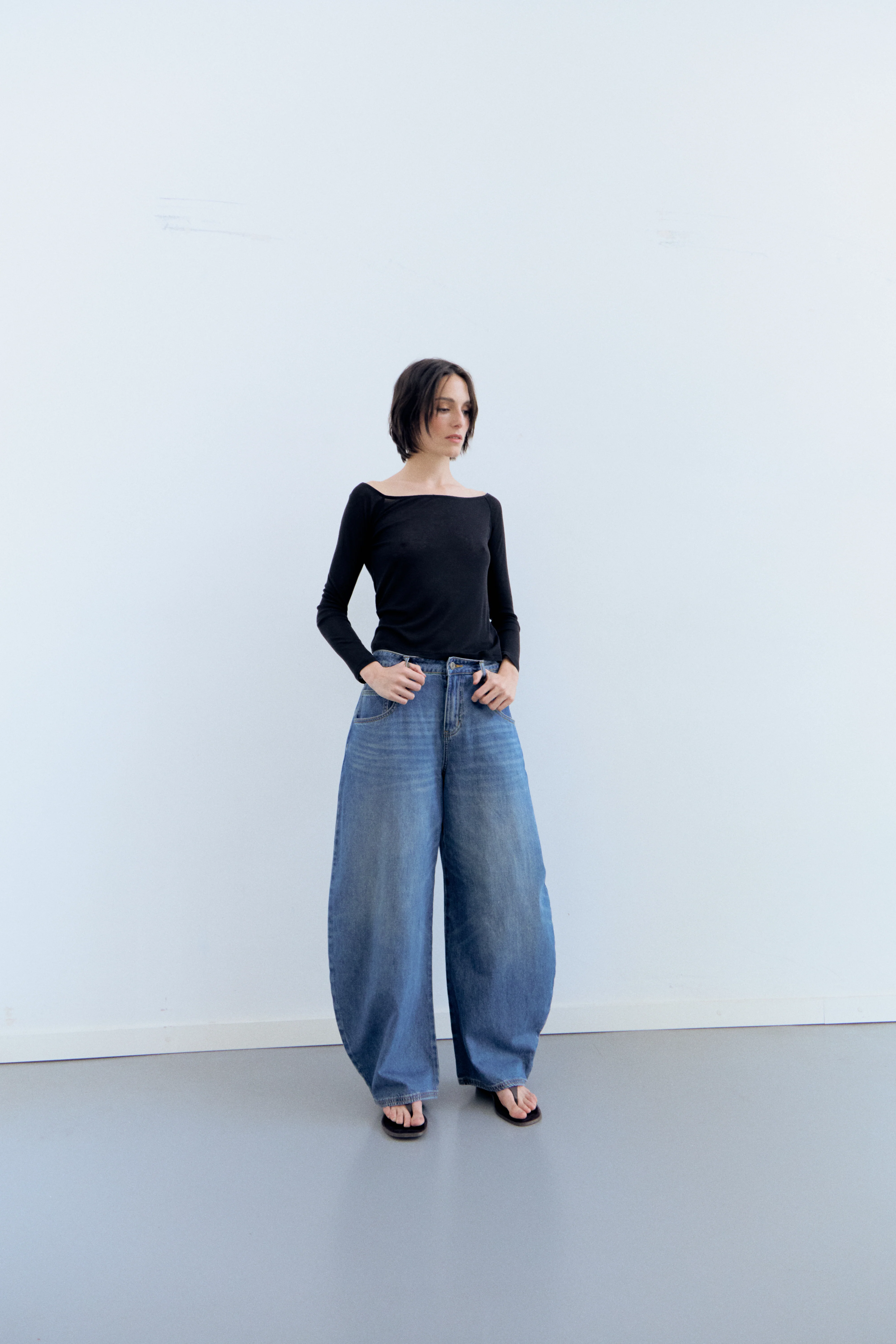 Jeans wide leg azul lavado - Sos