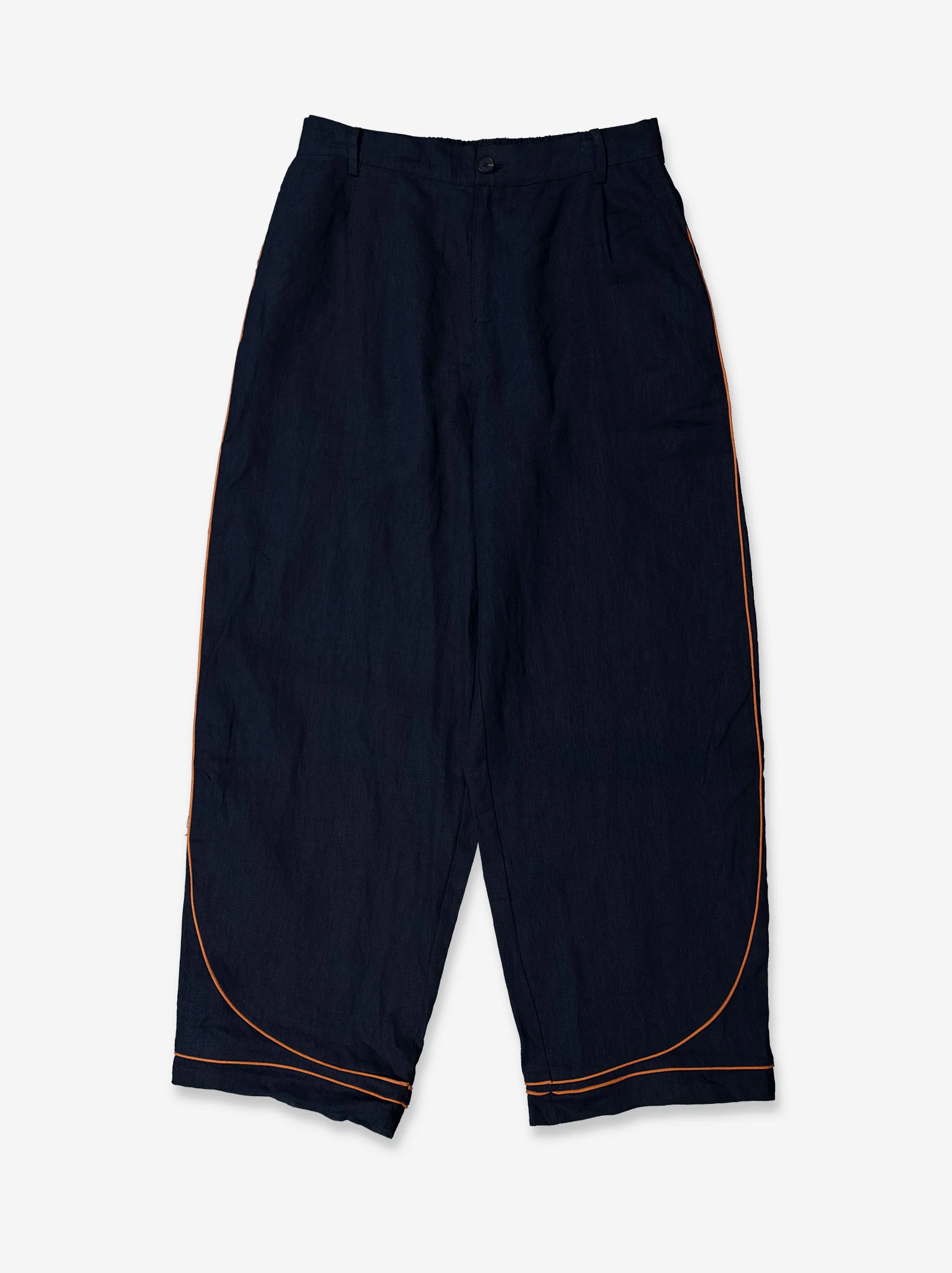 Pantalón fluido azul detalle contraste bajo - Oven - Image 5
