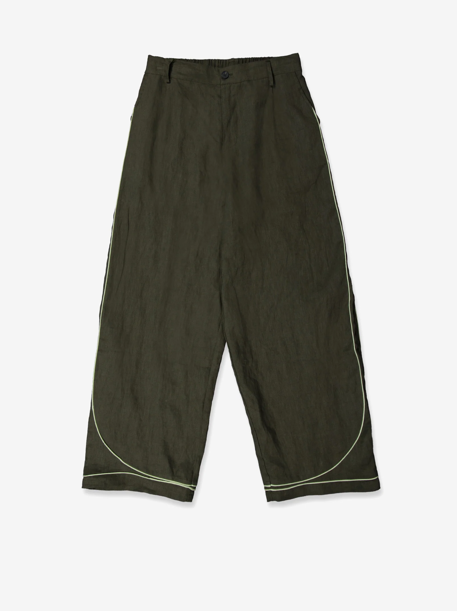 Pantalón fluido verde detalle contraste bajo - Oven - Image 3