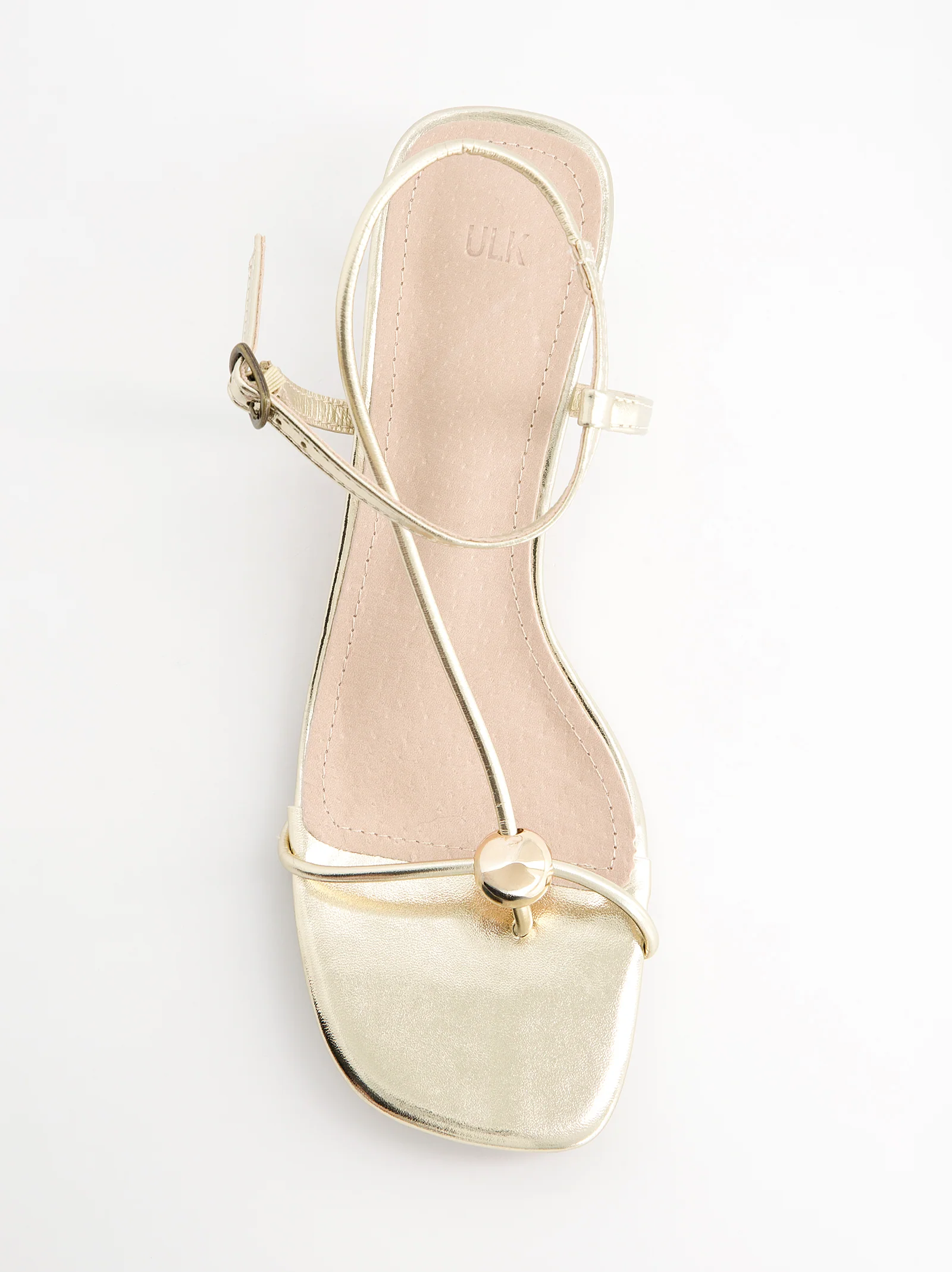 Sandalias doradas tiras finas tacón bajo - Bolly - Image 2