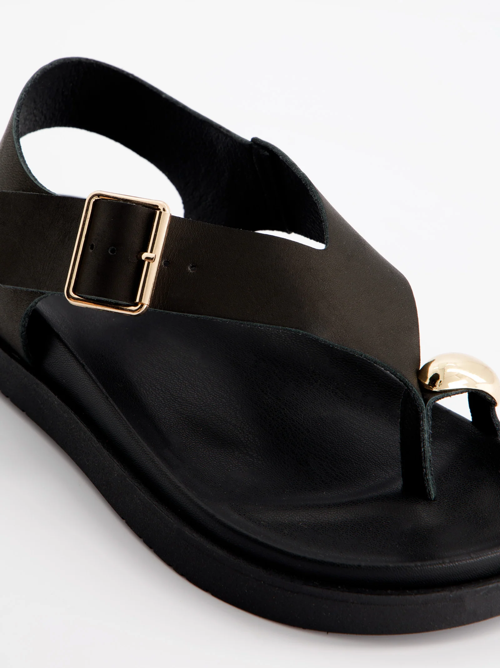 Sandalias negras de piel - Lago - Image 4