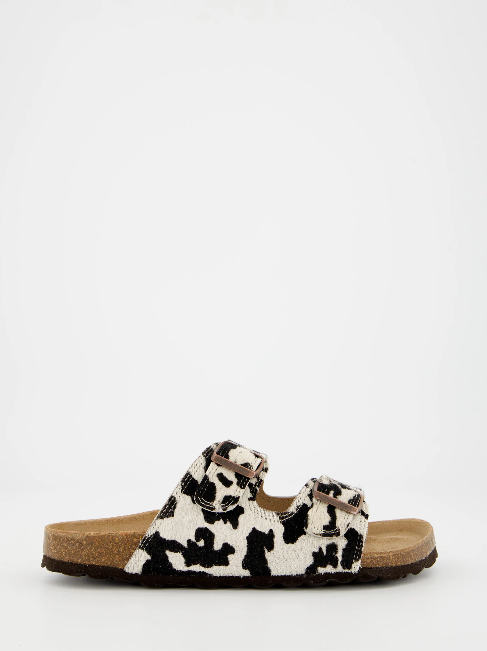 Sandalias planas piel con pelo estampado animal - Mindi