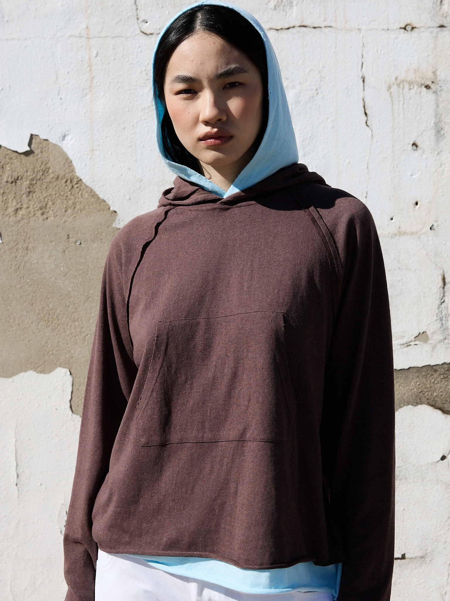 Sudadera doble marrón con capucha - Twotwo