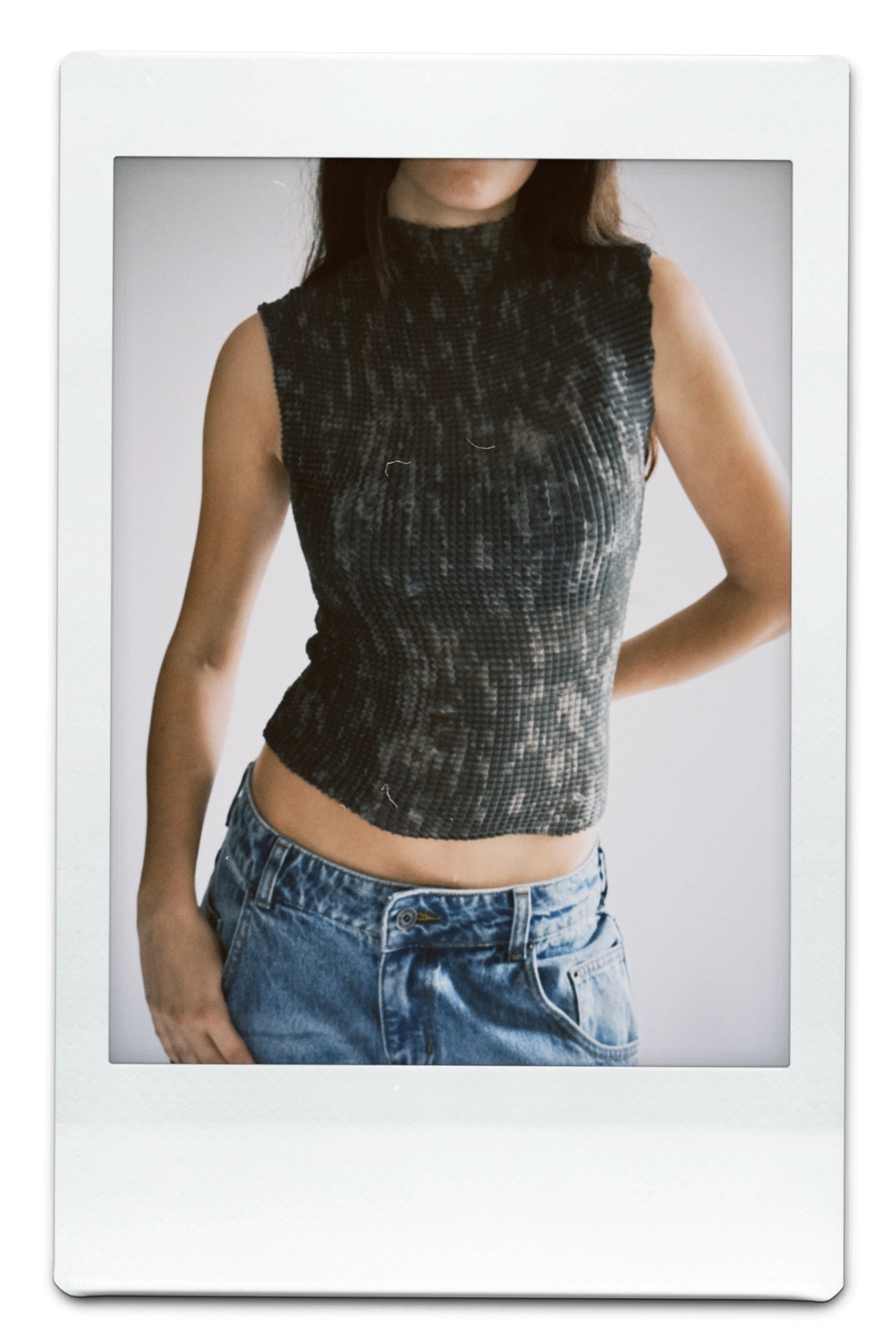 Top micro-plisado de cuello alto - ISI