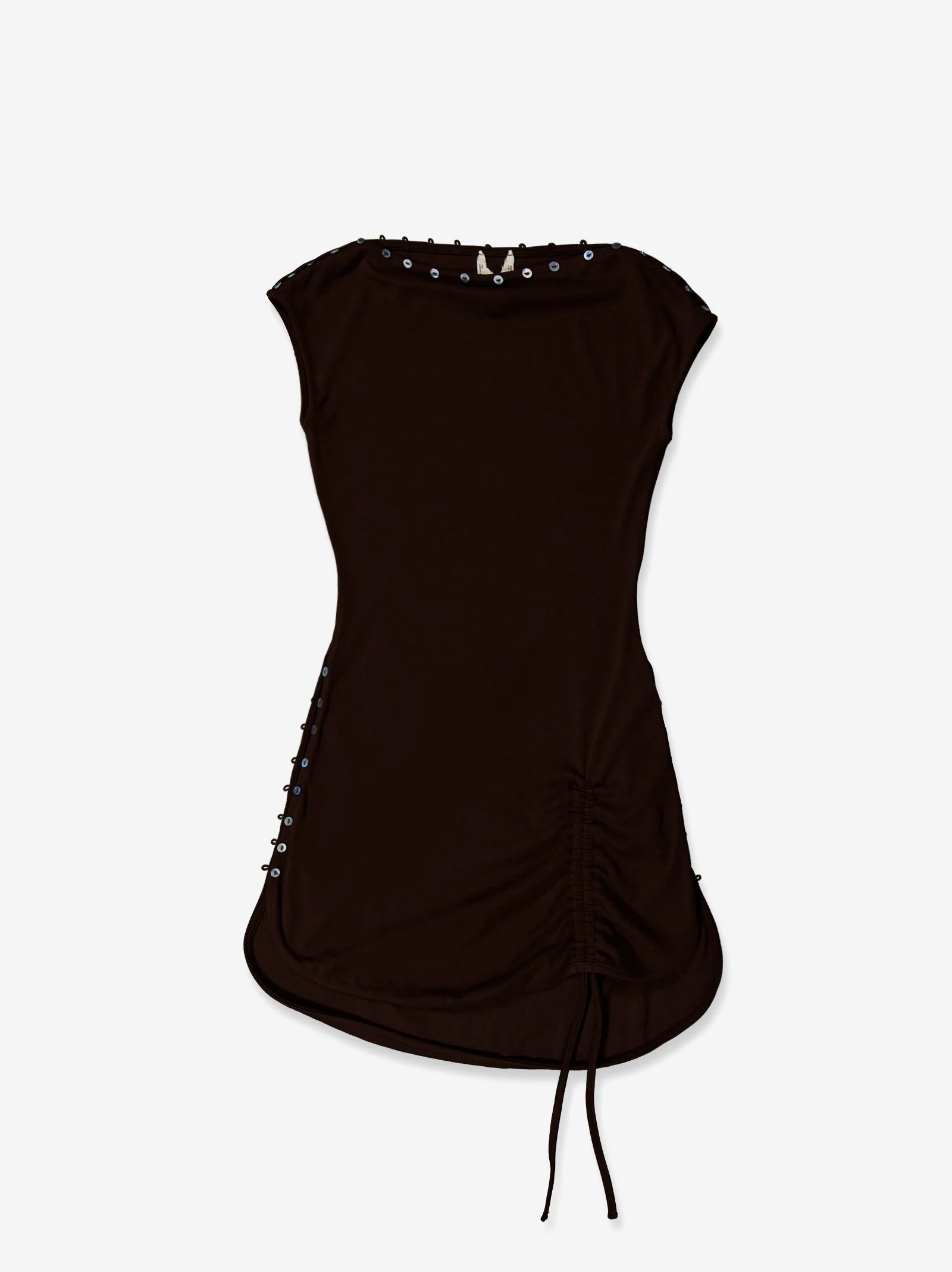 Vestido corto marrón con frunce lateral - Xiqueta - Image 5